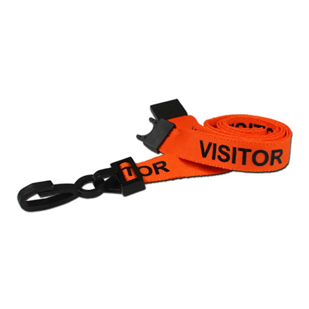 Orange Visitor Lanyard With Plastic Clip Orange Visitor Lanyard With Plastic Clip