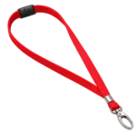 Red Lanyards with Metal Lobster Clip shown in an open loop with the fitting visible