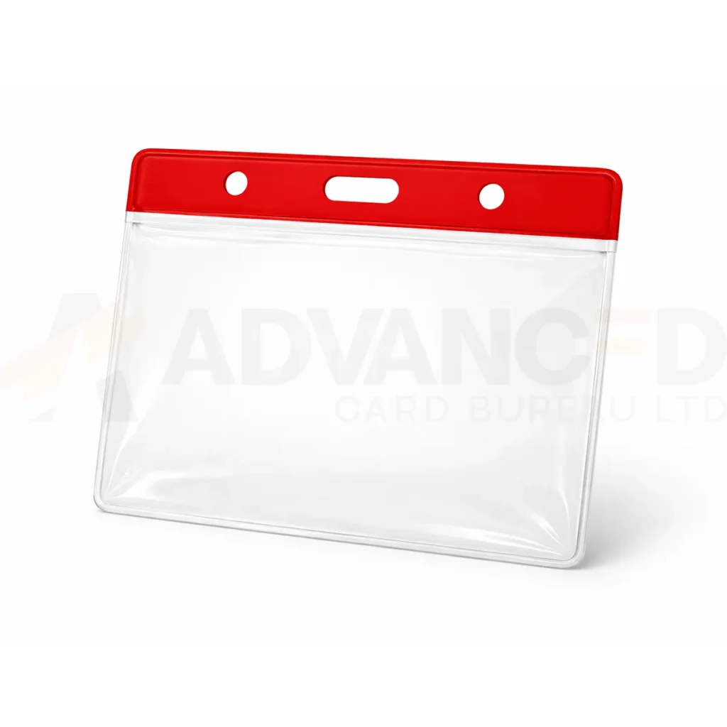 Vinyl Red Top Visitor Pass Holder - 91x65mm