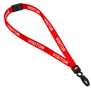 Red Visitor Lanyard With Plastic Clip