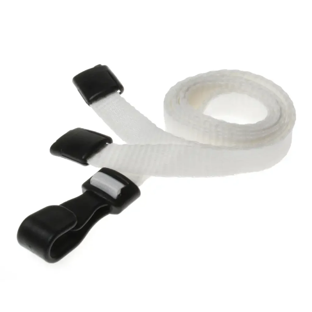 White Lanyards with Plastic J Clip White Lanyards with Plastic J Clip