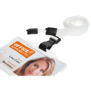 White Lanyard with Plastic J clip 4