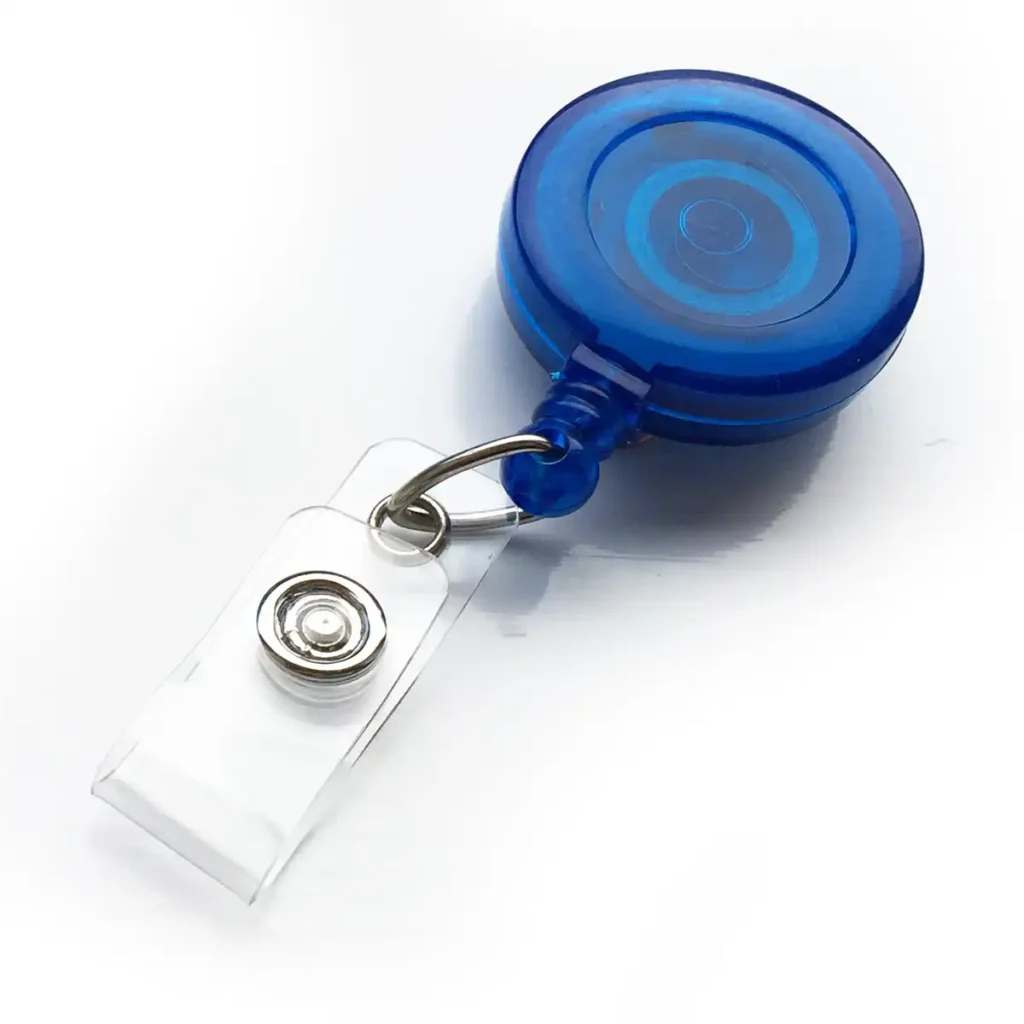 Blue Translucent Retractable ID Badge Reel