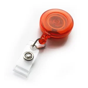 Orange Translucent Retractable ID Badge Reel