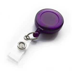 Purple Translucent Retractable ID Badge Reel