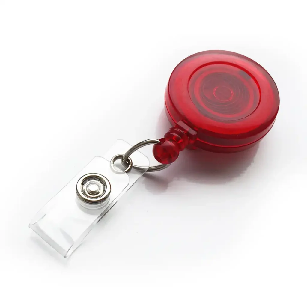 Red Translucent Retractable ID Badge Reel Red Translucent Retractable ID Badge Reel
