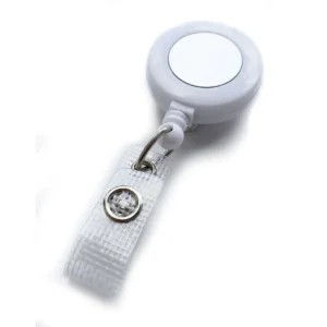 White Solid Core Retractable ID Badge Reel
