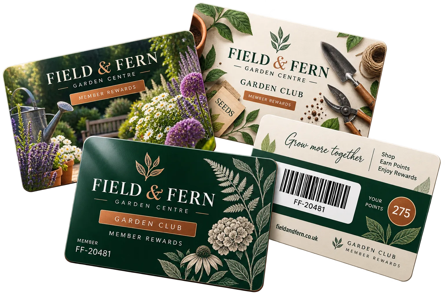Lower-plastic and natural material loyalty cards