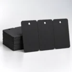 Matt Black blank three-tag PVC cards with rounded shoulders and one punched hole in each tag