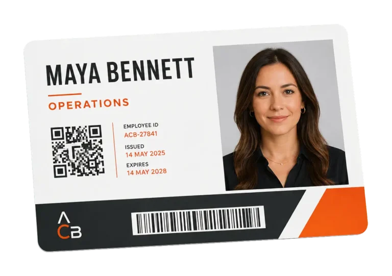 ACB printed staff photo ID card example