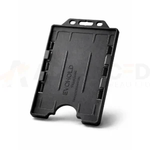 Black double-sided portrait ID card holder for two CR80 cards