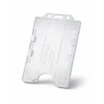 Clear double-sided portrait ID card holder for two CR80 cards