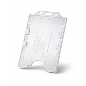 Clear double-sided portrait ID card holder for two CR80 cards