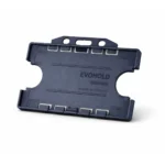Dark Blue double-sided landscape ID card holder for two CR80 cards