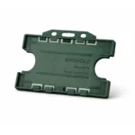 Dark Green double-sided landscape ID card holder for two CR80 cards