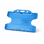 Light Blue double-sided landscape ID card holder for two CR80 cards