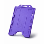 Purple double-sided portrait ID card holder for two CR80 cards