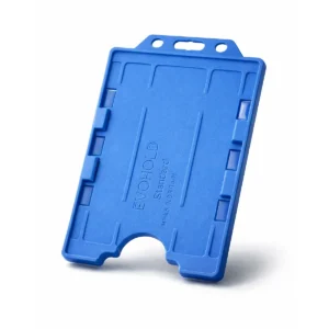 Royal Blue double-sided portrait ID card holder for two CR80 cards