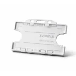 White double-sided landscape ID card holder for two CR80 cards