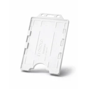 White double-sided portrait ID card holder for two CR80 cards
