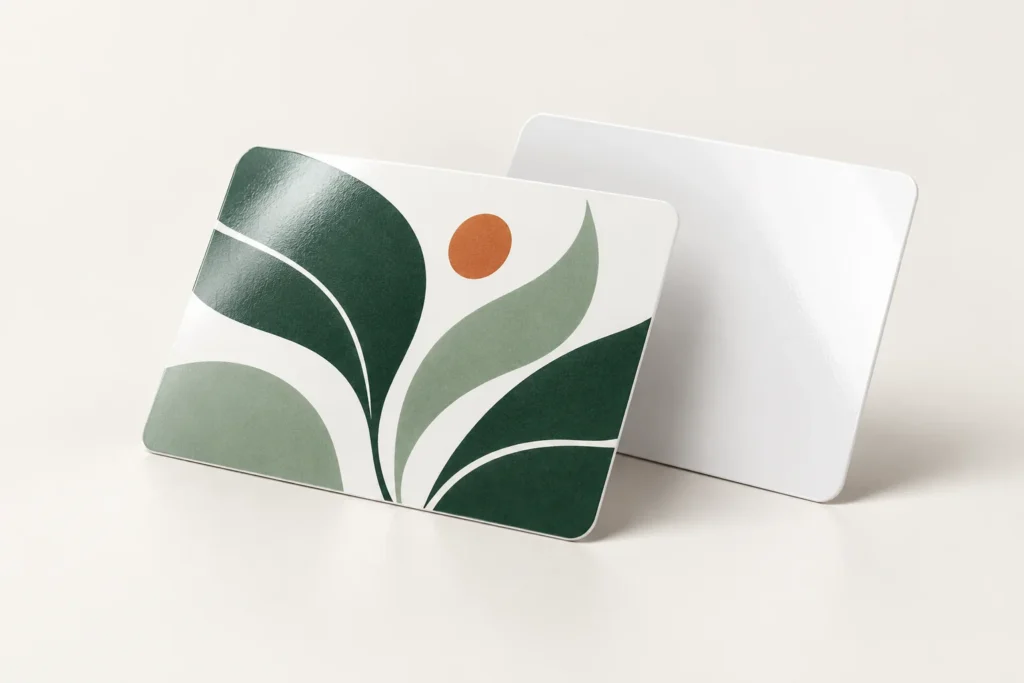 Illustrative recycled PVC card designs