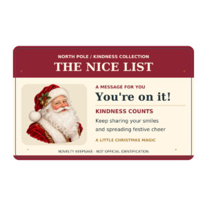 Nice List Card - Christmas Novelty Keepsake Nice List Card - Christmas Novelty Keepsake