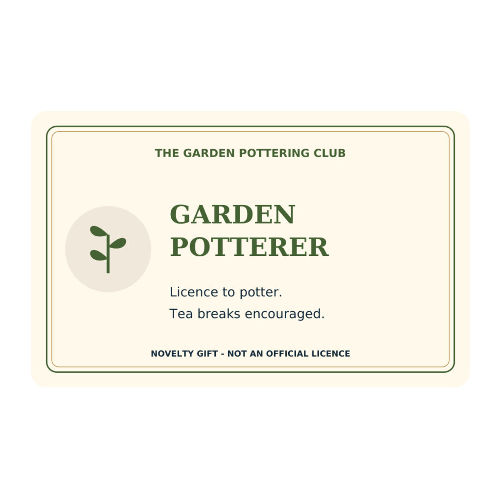 Garden Potterer Licence - Novelty Gift Card