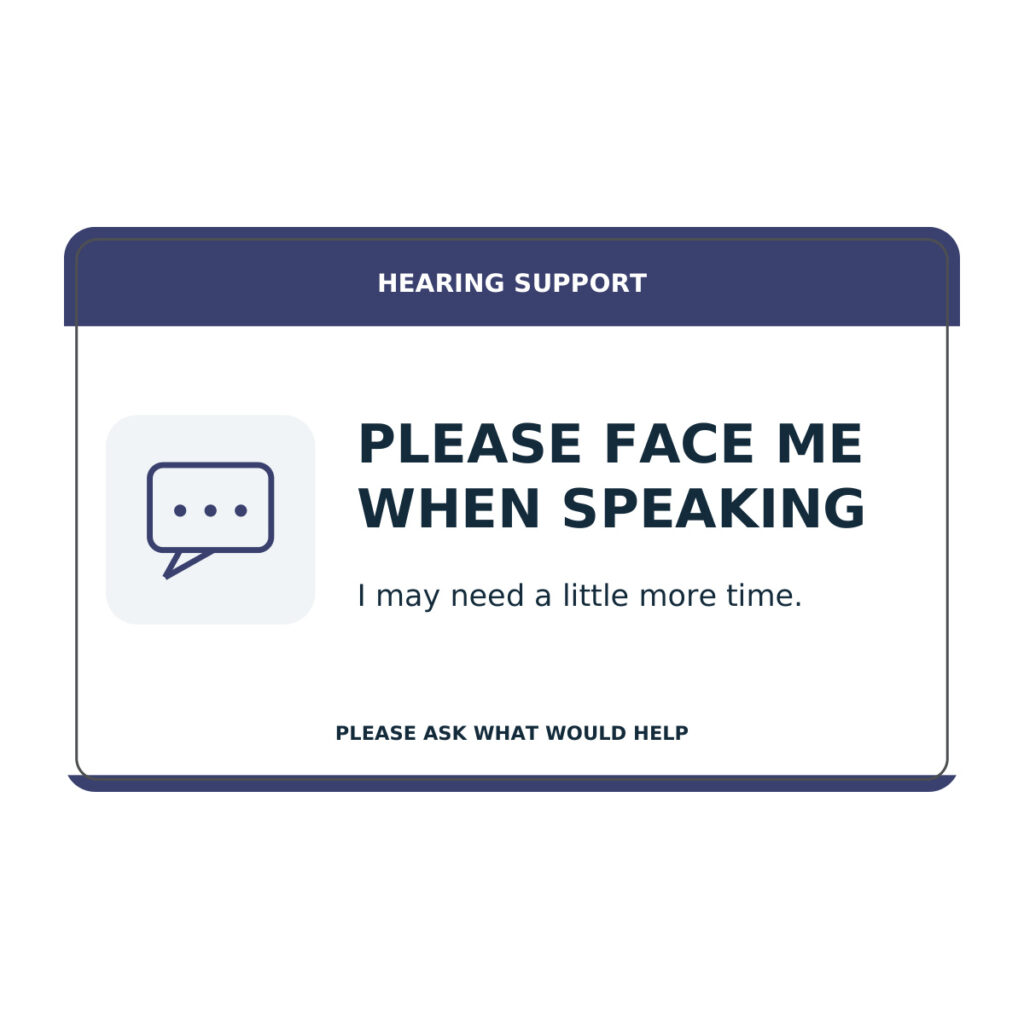 Hearing Support Card - Please Face Me When Speaking