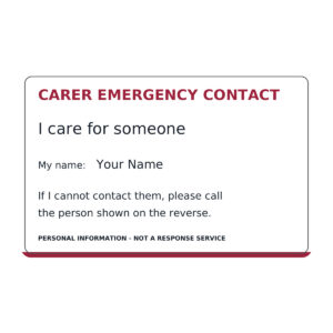 Personalised Carer Emergency Contact Card