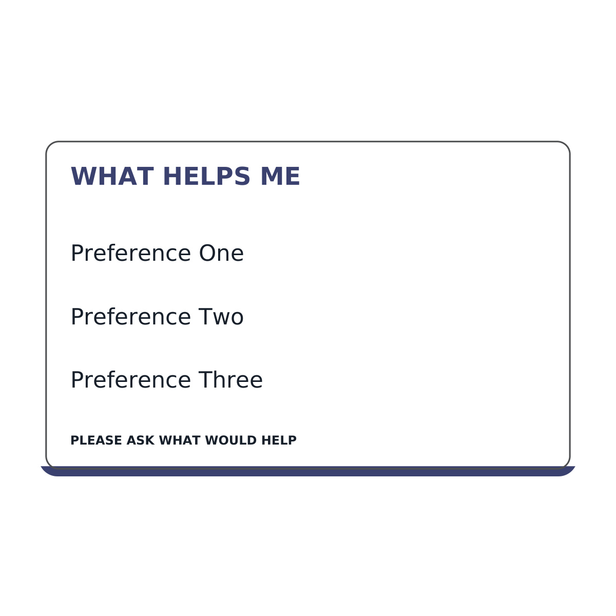 personalised communication preferences card sample reverse artwork