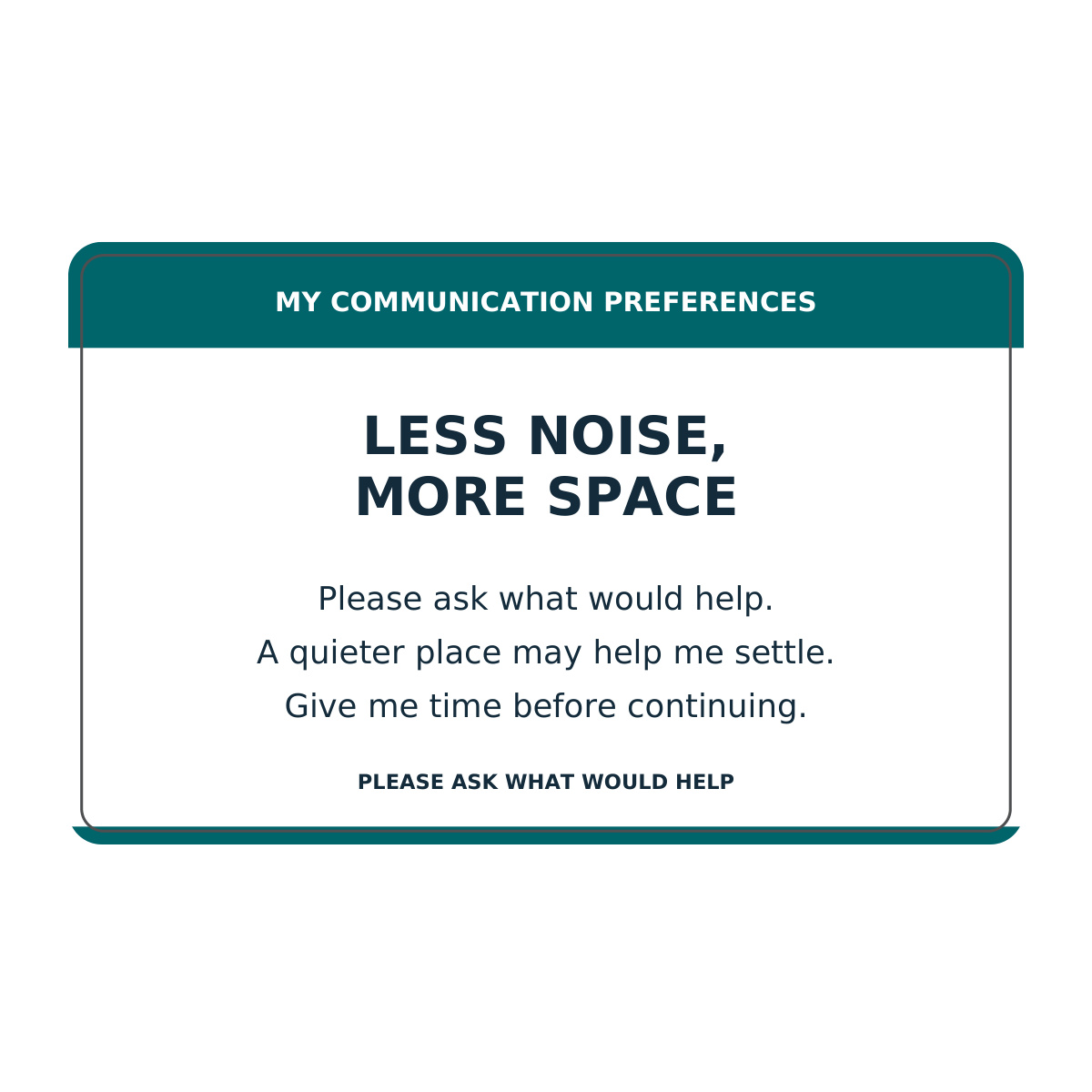 quiet space communication card reverse stock messages