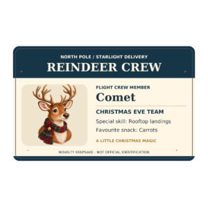 Reindeer Flight Crew Card - Christmas Novelty Card Reindeer Flight Crew Card - Christmas Novelty Card