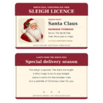 Santa sleigh licence Christmas novelty card, front and reverse artwork