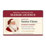 Santa sleigh licence Christmas novelty card, front artwork