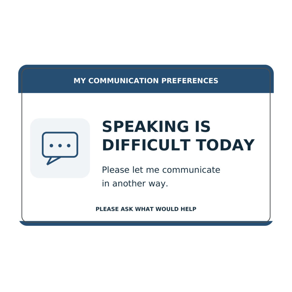 Speaking Is Difficult Today - Communication Card