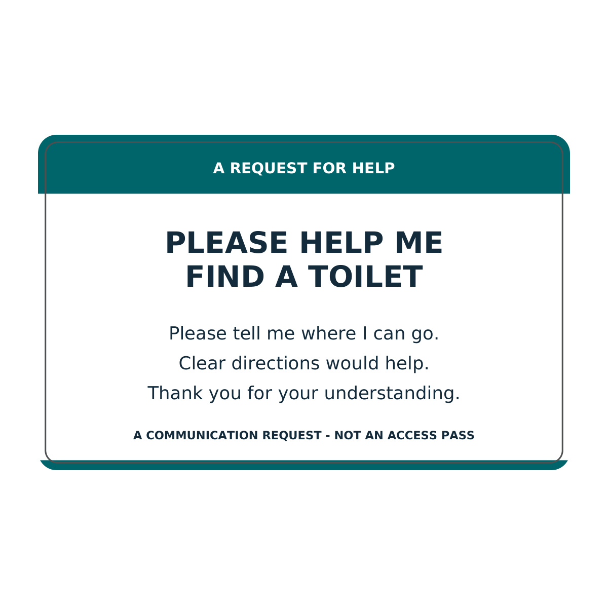toilet request communication card reverse printed wording