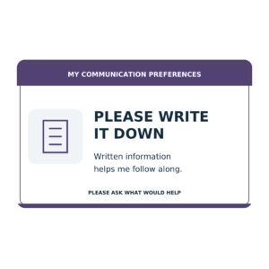 Please Write It Down - Communication Card