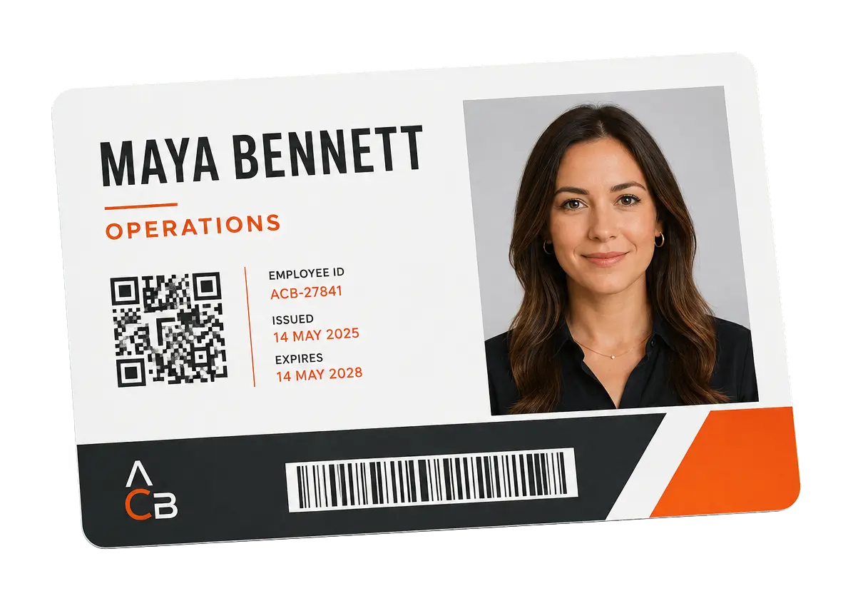 Professionally printed photo ID card